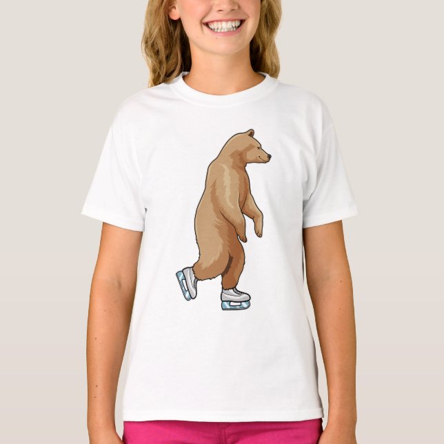 T-shirt Ours au patinage sur glace avec patins sur glace (Devant)