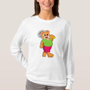 T-shirt Ours au tennis avec raquette de tennis