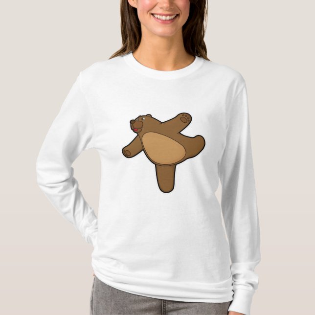 T-shirt Ours au Yoga Exercice d'étirement (Devant)