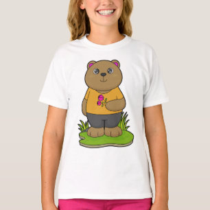 T-shirt Ours aux fleurs