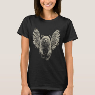 T-shirt Ours avec ailes Anges Retro Faune Artwork Flyin