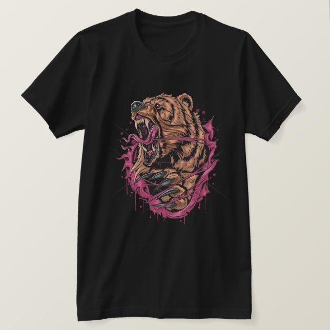 T-shirt Ours avec attitude : Craindre le rugissement (Design devant)