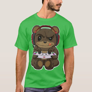 T-shirt Ours Avec Contrôleur De Jeu I Drôle Jeu I Gamer