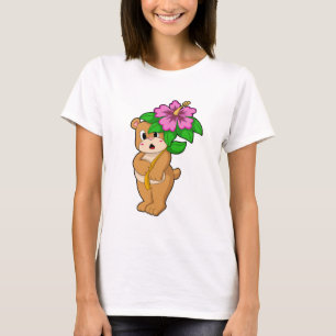 T-shirt Ours avec Hibiscus aux fleurs