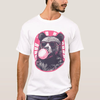 T-shirt Ours avec lunettes de soleil et gomme à bulles