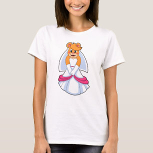 T-shirt Ours avec Robe de mariée et Voile