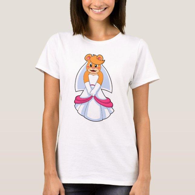 T-shirt Ours avec robe de mariée et voile (Devant)