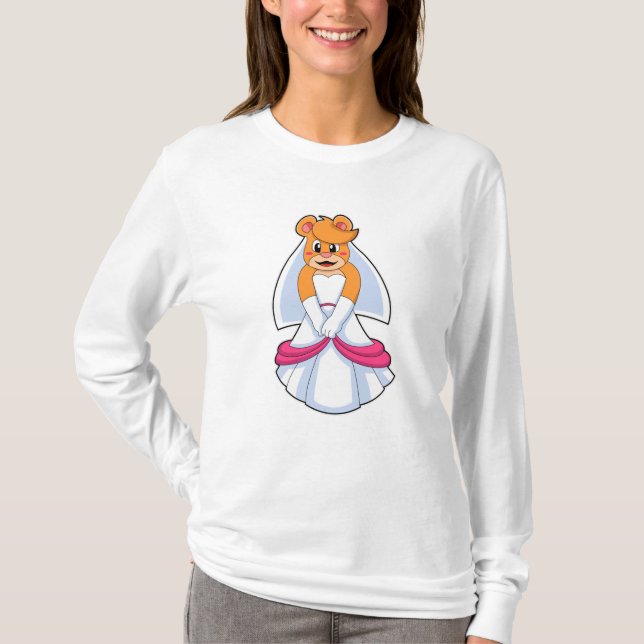 T-shirt Ours avec robe de mariée et voile (Devant)