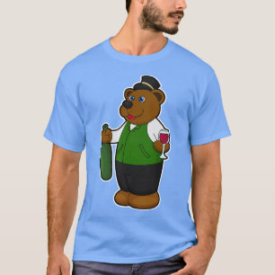 T-shirt Ours avec Vin Vin Bouteille de vin