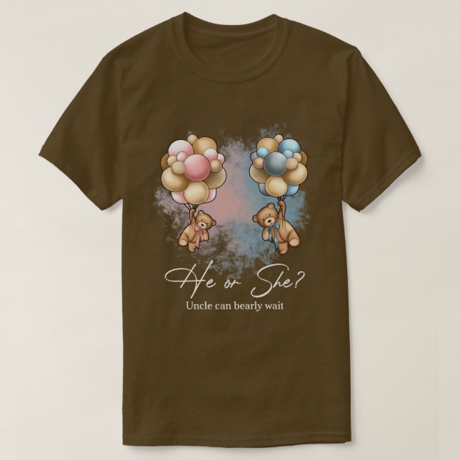 T-shirt Ours Ballons Oncle peut attendre avant la révélati (Design devant)