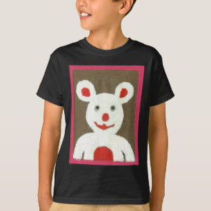 T-shirt Ours blanc avec nez rouge, bouche et oreilles (Pèr