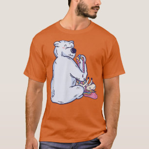 T-shirt Ours blanc mangeant licorne