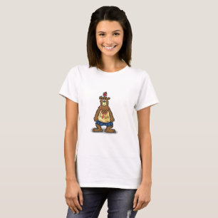 T-shirt Ours Brown de bande dessinée se tenant sur ses