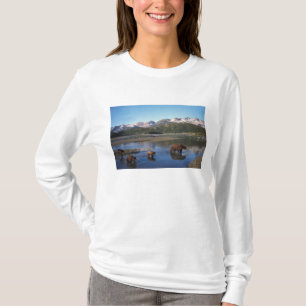 T-shirt Ours brun, grizzly, truie et oursons dans