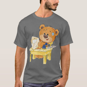 T-shirt Ours brun mignon assis sur une chaise