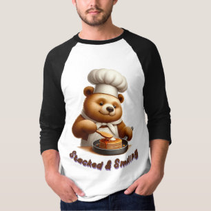T-shirt Ours chef souriant et empilé cuisinant des pancake