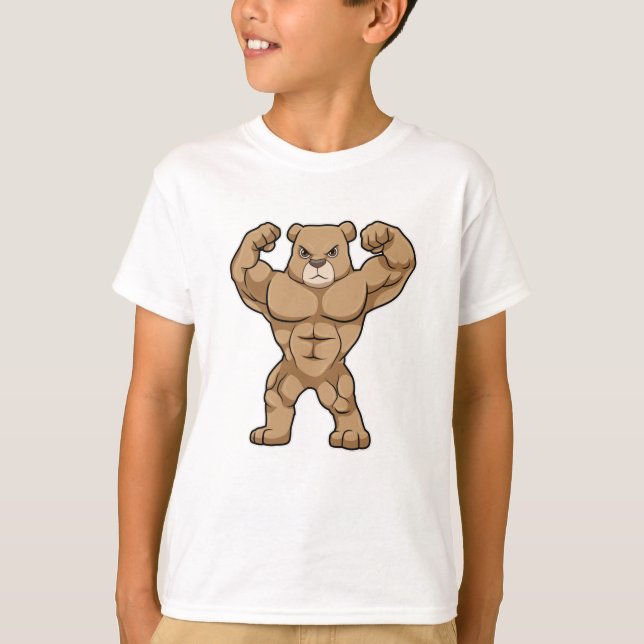 T-shirt Ours comme Bodybuilder avec de grands Muscles (Devant)