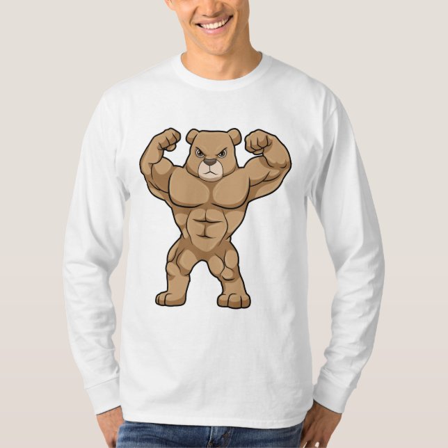T-shirt Ours comme Bodybuilder avec de grands Muscles (Devant)