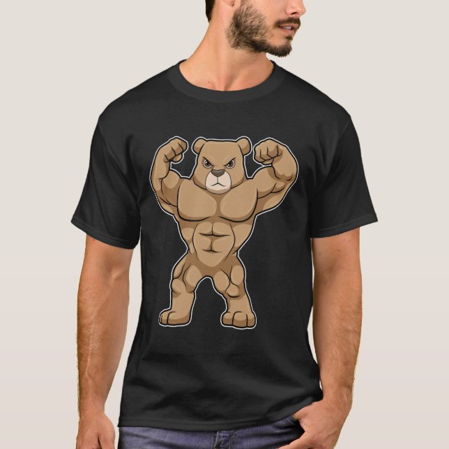 T-shirt Ours comme Bodybuilder avec de grands Muscles (Devant)