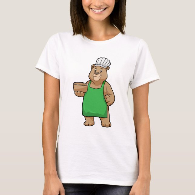T-shirt Ours comme cuire avec tablier de Cuisine et Bowl (Devant)