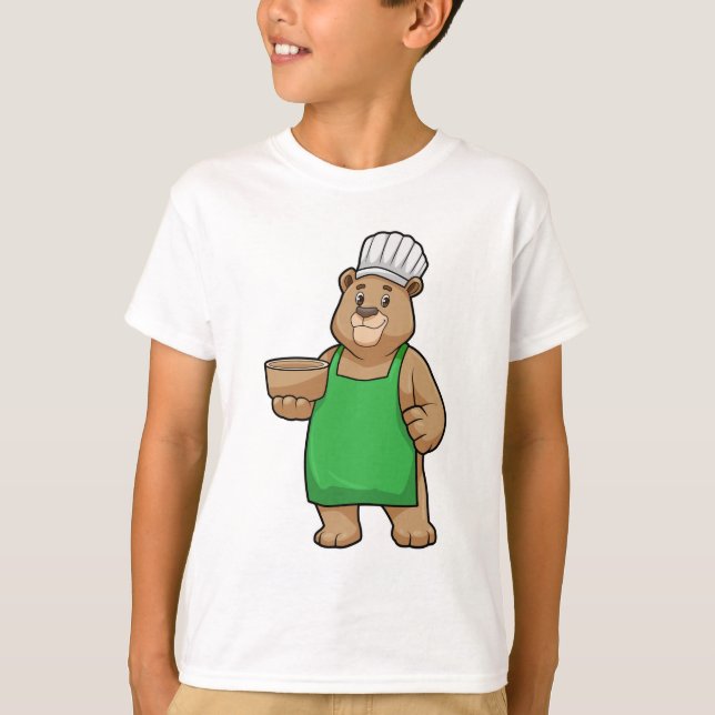 T-shirt Ours comme cuire avec tablier de Cuisine et Bowl (Devant)