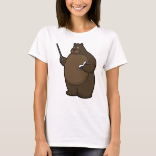 T-shirt Ours comme enseignant avec livre et pointeur