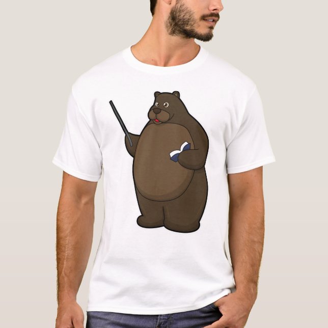 T-shirt Ours comme enseignant avec livre et pointeur (Devant)