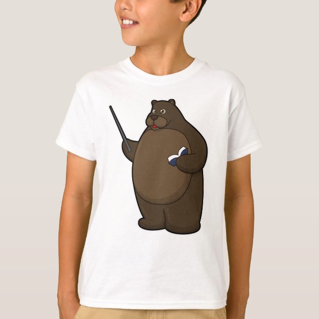 T-shirt Ours comme enseignant avec livre et pointeur (Devant)