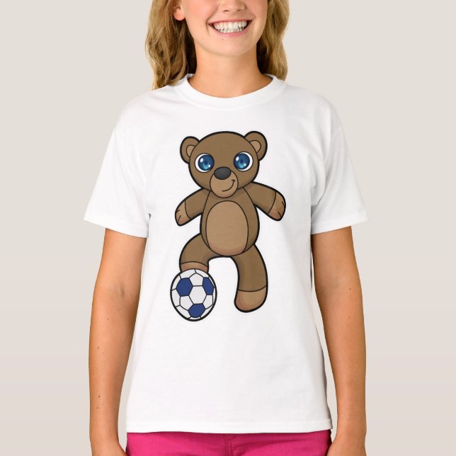 T-shirt Ours comme joueur de football avec balle de footba (Devant)