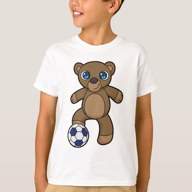 T-shirt Ours comme joueur de football avec balle de footba (Devant)