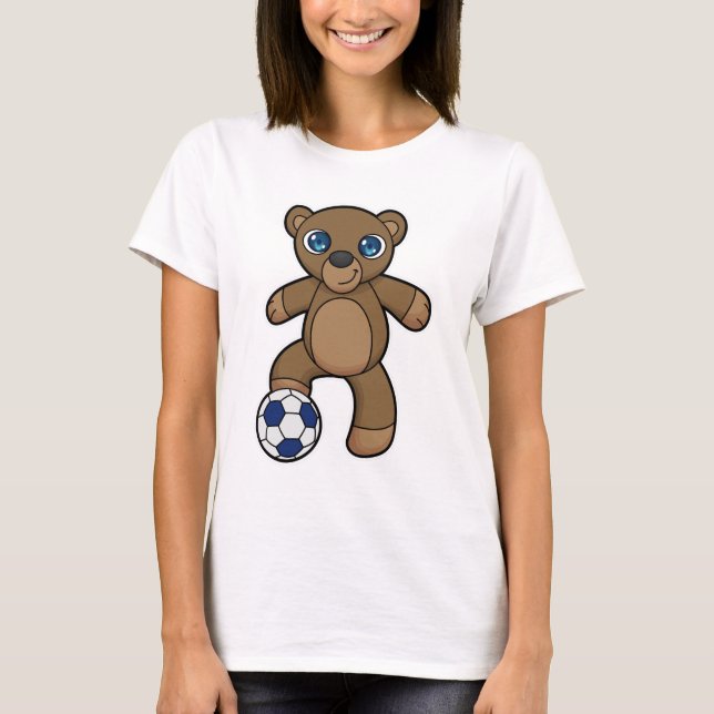 T-shirt Ours comme joueur de football avec balle de footba (Devant)