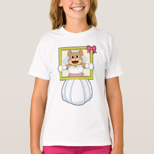 T-shirt Ours comme mariée avec robe de mariée & cadre phot