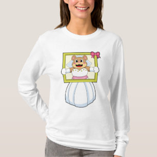 T-shirt Ours comme mariée avec robe de mariée & cadre phot