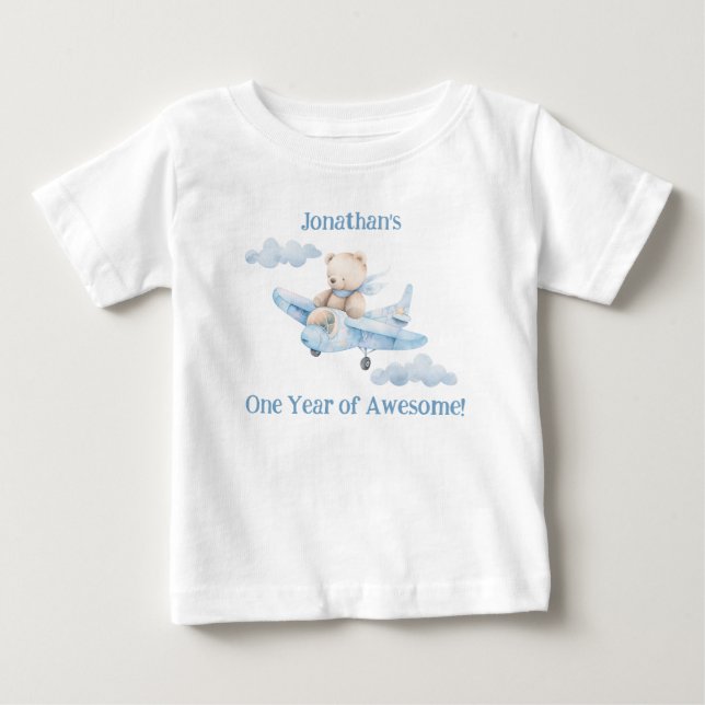 T-shirt ours d'anniversaire mignon pour bébé garço (Devant)