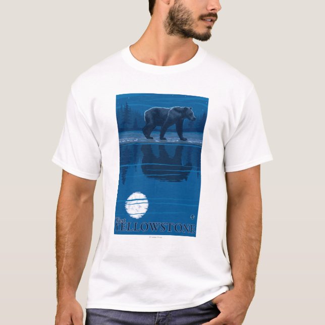 T-shirt Ours dans le clair de lune - Yellowstone (Devant)