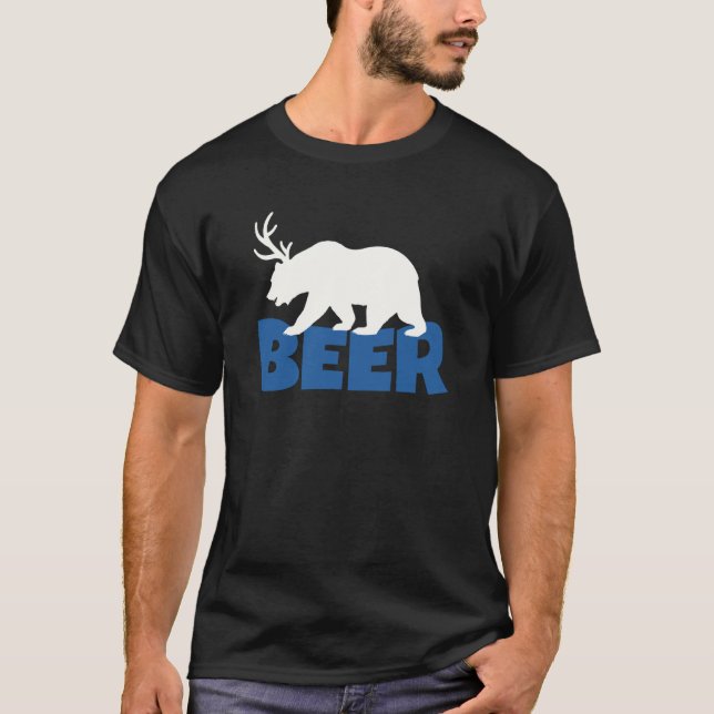 T-shirt Ours de bière avec Antlers (Devant)
