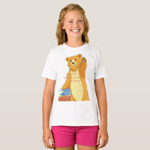 T-shirt Ours de dessin animé agitant la main de manière am