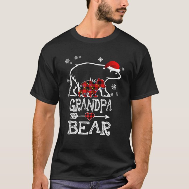 T-shirt Ours de grand-père, Buffalo rouge Plaid Ours de gr (Devant)