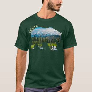 T-shirt Ours de l'Alaska - Ours grizzli avec montagnes de