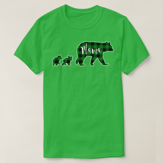 T-shirt Ours de maman avec deux 2 Cubes Chec Buffle vert n (Design devant)