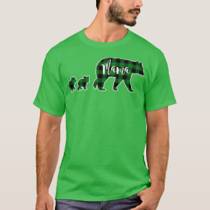 T-shirt Ours de maman avec deux 2 Cubes Chec Buffle vert n