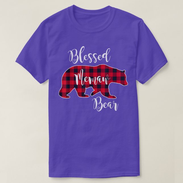 T-shirt Ours de mât béni Rouge Buffalo Vérifier Plaid Fun  (Design devant)