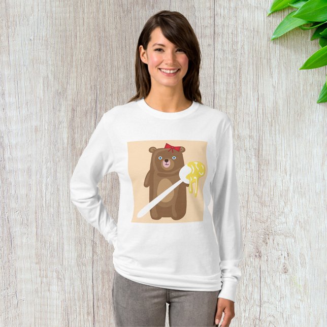T-shirt Ours de miel adorable avec cuillère et cabot rouge (Créateur téléchargé)