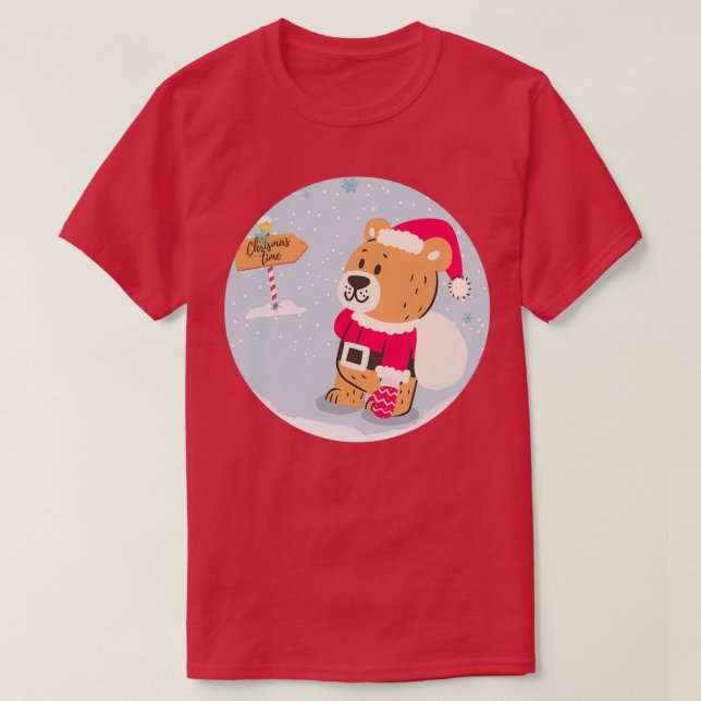 T-shirt Ours de Noël avec des cadeaux pour vous Charismas  (Design devant)