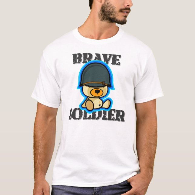 T-shirt Ours de nounours courageux mignon de soldat dans (Devant)