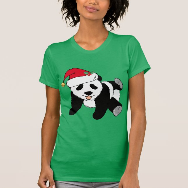 T-shirt Ours de panda de Noël à Santa Hat (Devant)