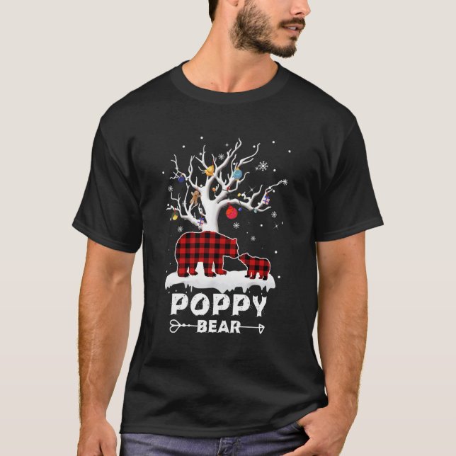 T-shirt Ours De Pavot Pyjama Rouge Plaid Buffalo Famille C (Devant)