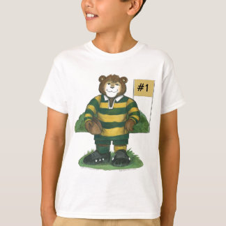 T-shirt Ours de rugby masculin en vert et or