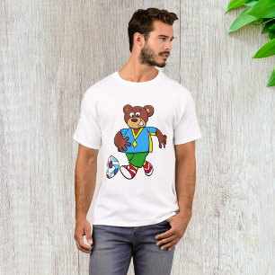 T-shirt Ours de soccer jouant au football en tenue sportiv