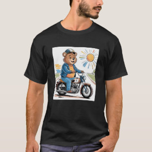 T-shirt Ours de Whimsical équitation d'une moto - Amusant